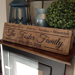 Personalized Family Name Sign, Engraved Wood Sign, Rustic Decor, Wedding Name Sign, Housewarming Gift, Wedding Gift, Custom Engraved