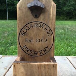 Personalized Beer Bottle Opener, Groomsmen Gift, Rustic Engraved Wood, Beer, Bottle Opener, Cap Catcher, Wedding, Gift Ideas, Mancave image 9