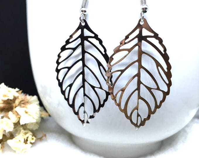 Silver Leaves Earrings Silver Leaf Earrings Sterling Silver Etsy