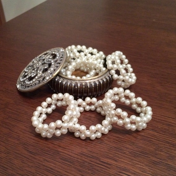 Items similar to Handmade Pearl Beaded Napkin Rings Wedding pearl