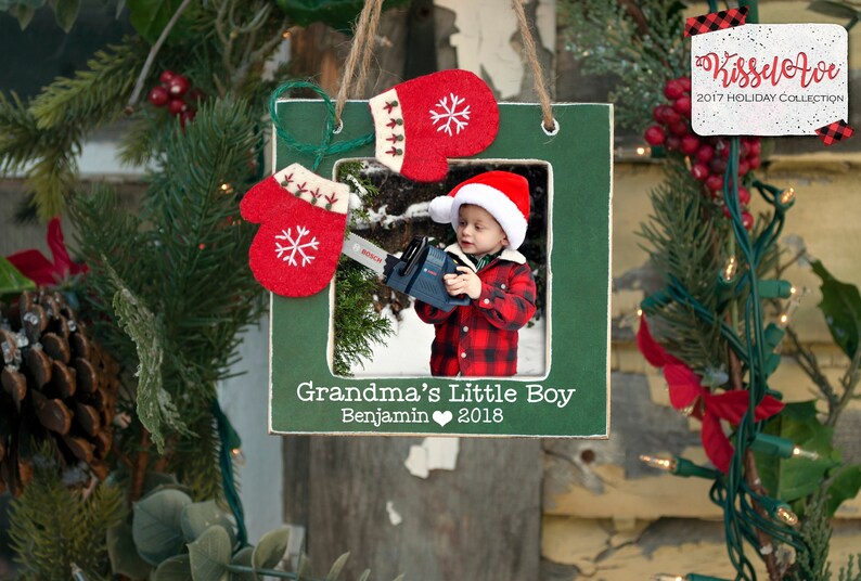 Grandma/'s Little Boy Ornament Christmas Ornament Personalized Christmas Ornament Christmas Picture Frame Ornament Christmas Gift