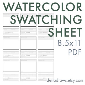 WATERCOLOR SWATCHING SHEETS:  Tools for Artists  -  Organize, Mix Color, Create Great Palettes