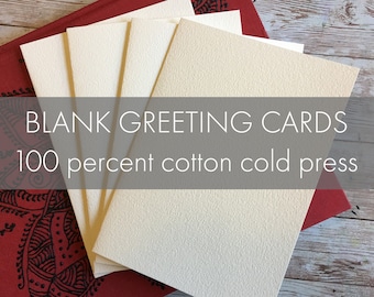 WATERCOLOR CARD BLANKS - A7 100 percent cotton cold press watercolor paper cards -matching envelopes