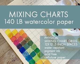 WATERCOLOR SWATCHING Mix Chart: Paintable color mixing worksheet -  learn to mix