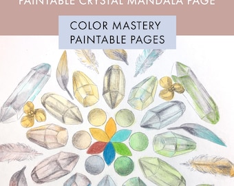Aquarell Ausmalbilder - WÄHLEN SIE IHR PAPIER - Meisterfarbe mit Paintable Crystal Mandala