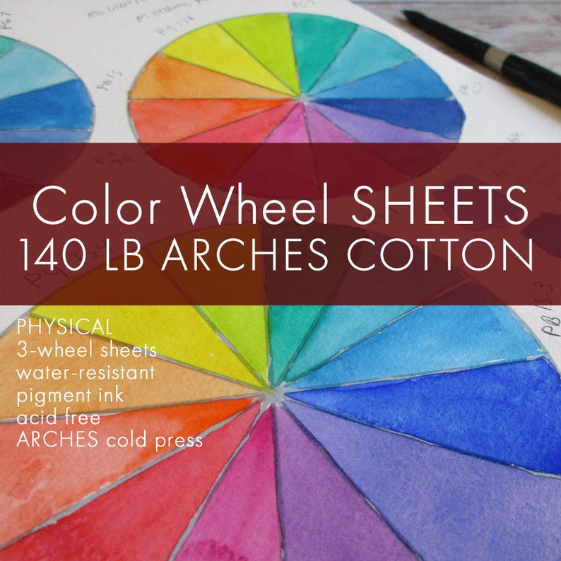 COLOR WHEELS: ARCHES Color Wheel Chart Sheets - Paintable No-smear ...