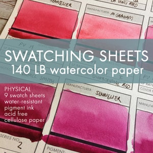 WATERCOLOR SWATCHING SHEETS:  Tools for Artists  -  Organize, Mix Color, Paint Swatch Sheets