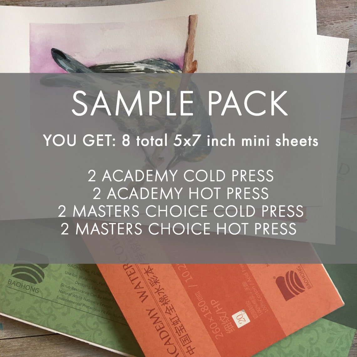 Cotton Watercolor Paper Sample Pack Try Baohong Papers Etsy Canada