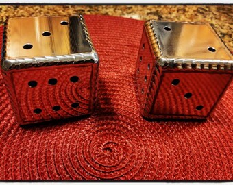 Hand made Tig welded aluminum dice. Polished or raw.