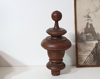 SALE Antique French carved wood newel post finial end Decoration for bed canopy bannister furniture clock stairs 3.66 inches