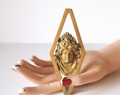 Lady face Antique brass mount French applique Furniture hardware inches