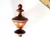 Antique French wood newel post finial end Architectural salvage Cabinet pediment bed furniture shelf bookcase embellishment 4.57 quot