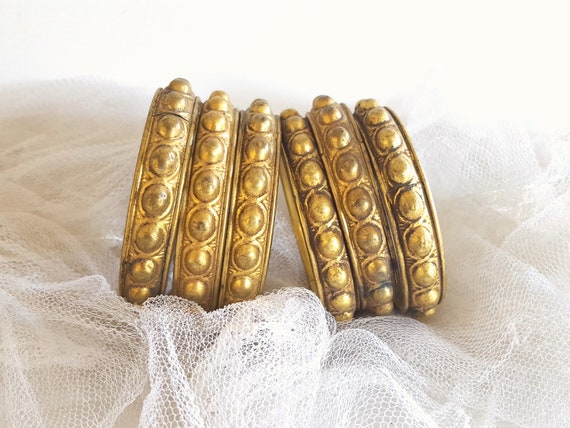 Antique Pearl Brass Drapery Rings X 6 For Light Panel Ornate Etsy