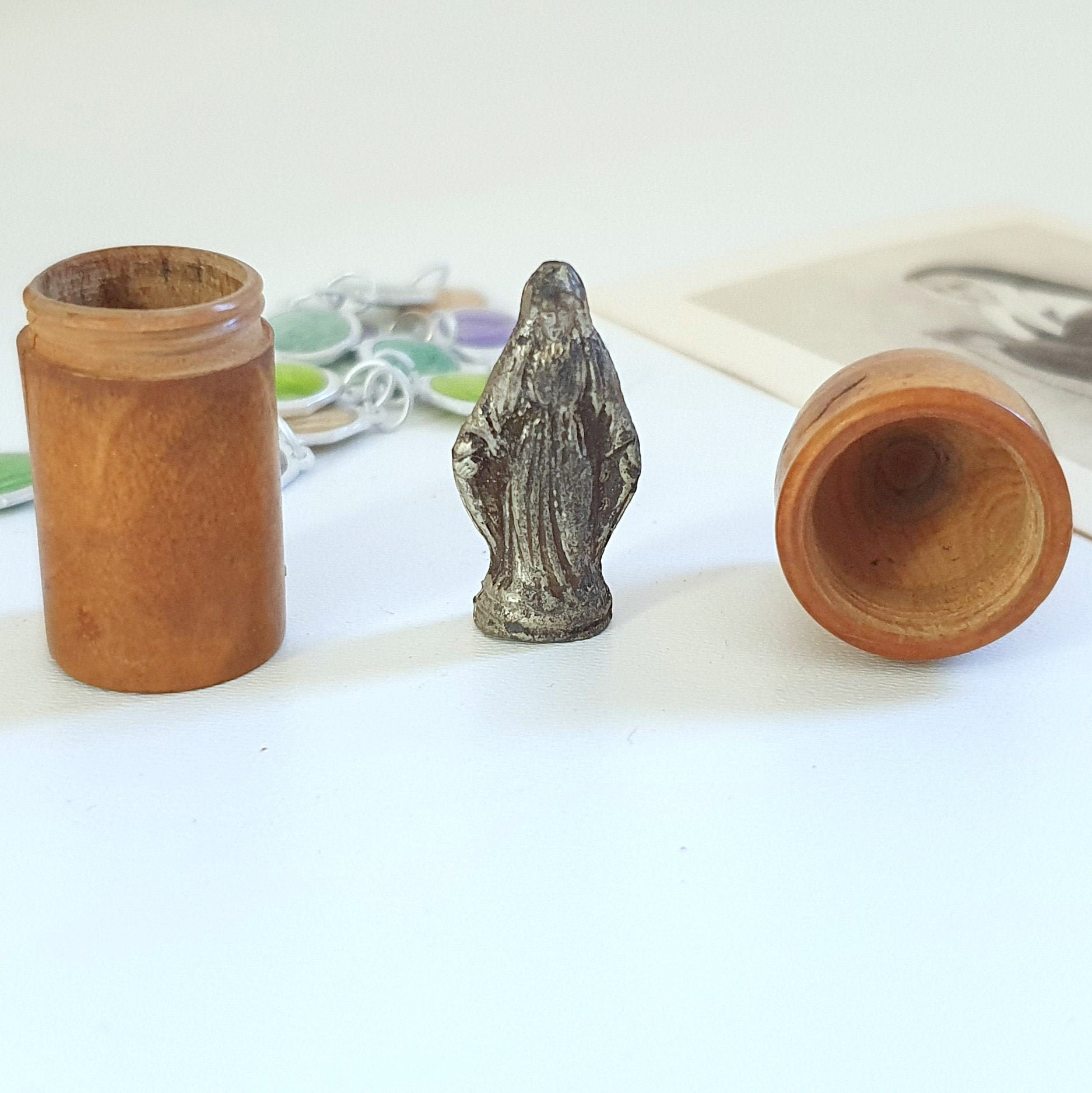 Miraculous Virgin Statue de Poche Sanctuaire Petite Français Figurine Voyage1.65 Pouces