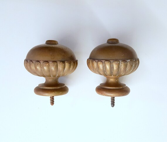 2 Antique Newel Post Finials French Brass Hardware Decoration Etsy