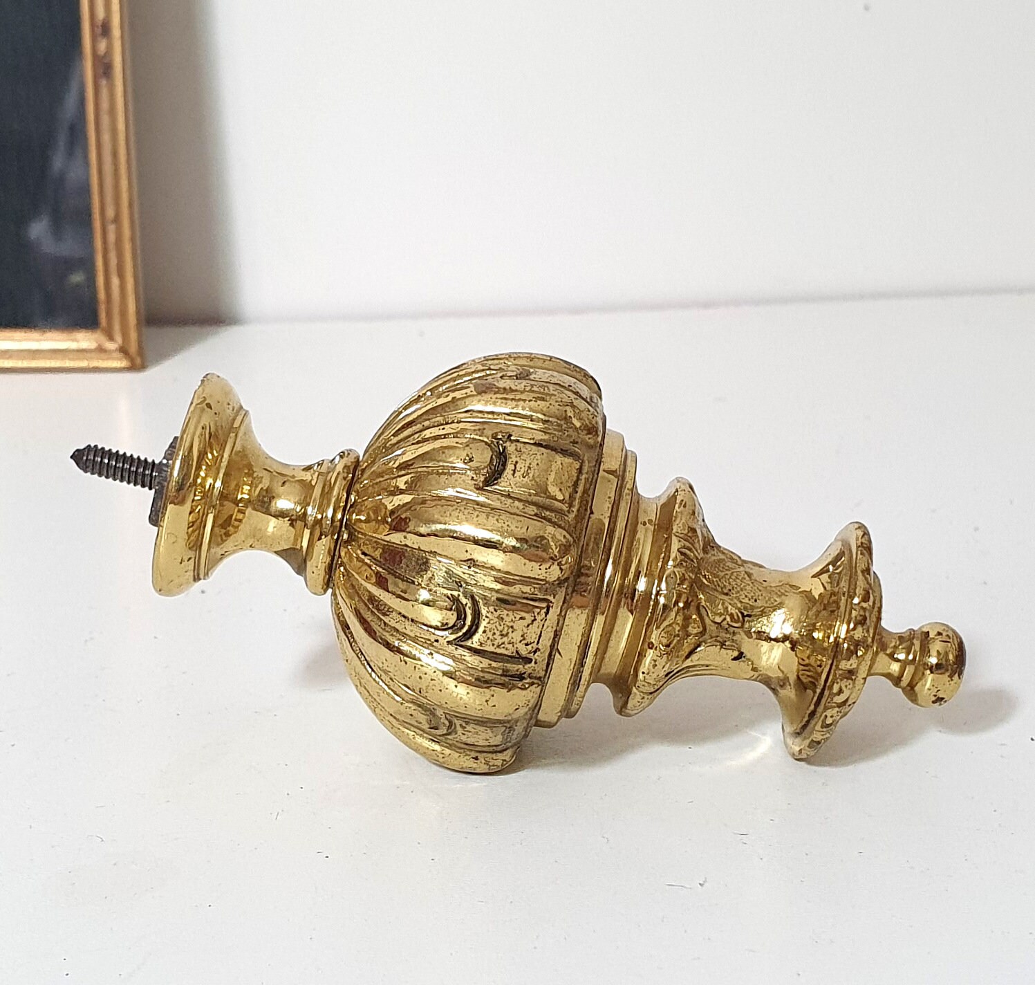 2 Vintage brass post finial Stair Furniture embellishment Etsy