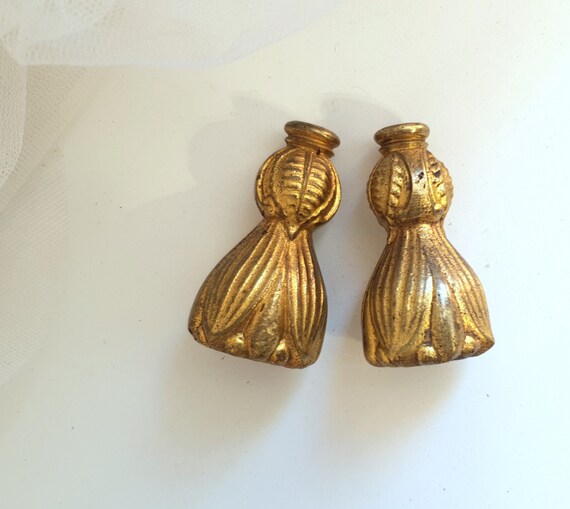 2 Antique Drapery Cord Pulls French Solid Brass Window Etsy