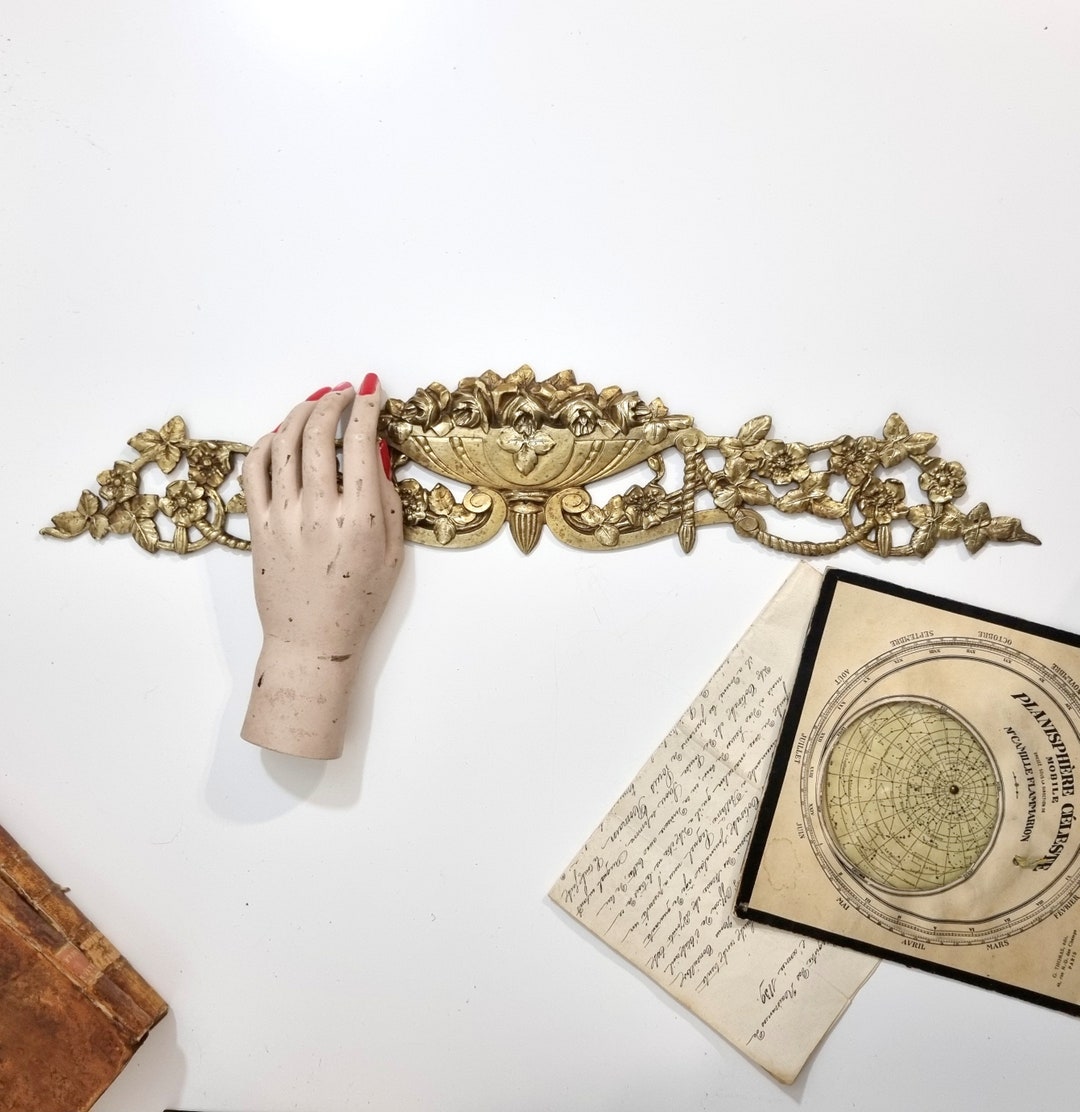 Bronze Pediment Antique Hardware for Furniture Rose Flower Basket 19.88