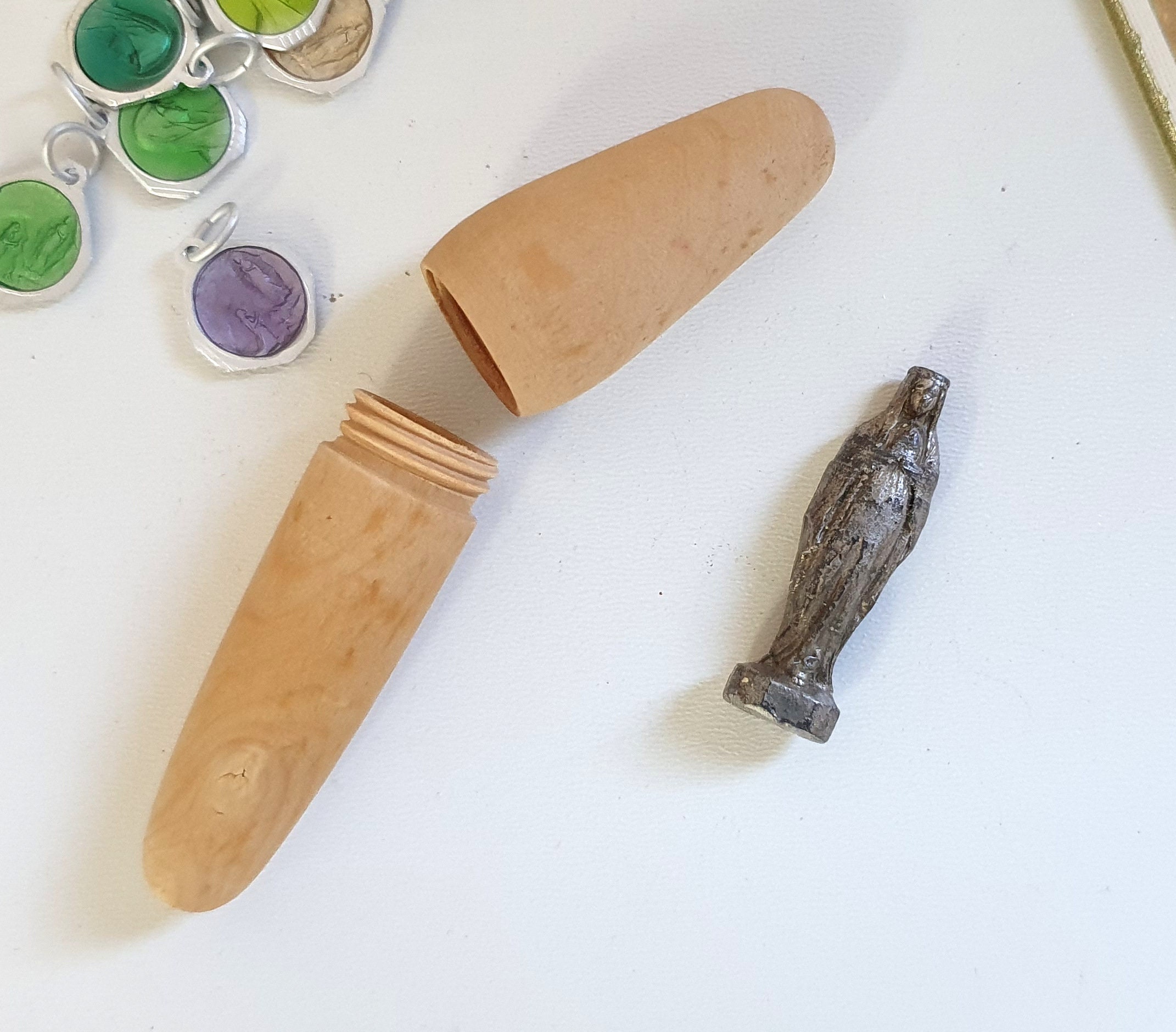 statue Sanctuaire de Poche Vierge Marie Antique Français Figurine Voyage Notre-Dame