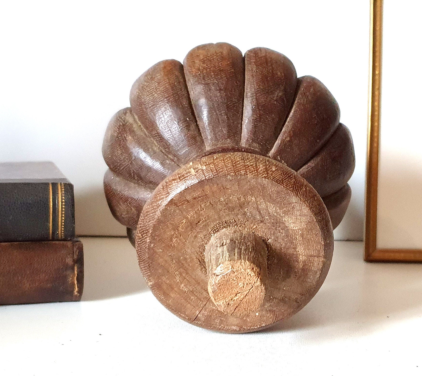 Antique wood post finial Large Wooden salvaged furniture part Etsy