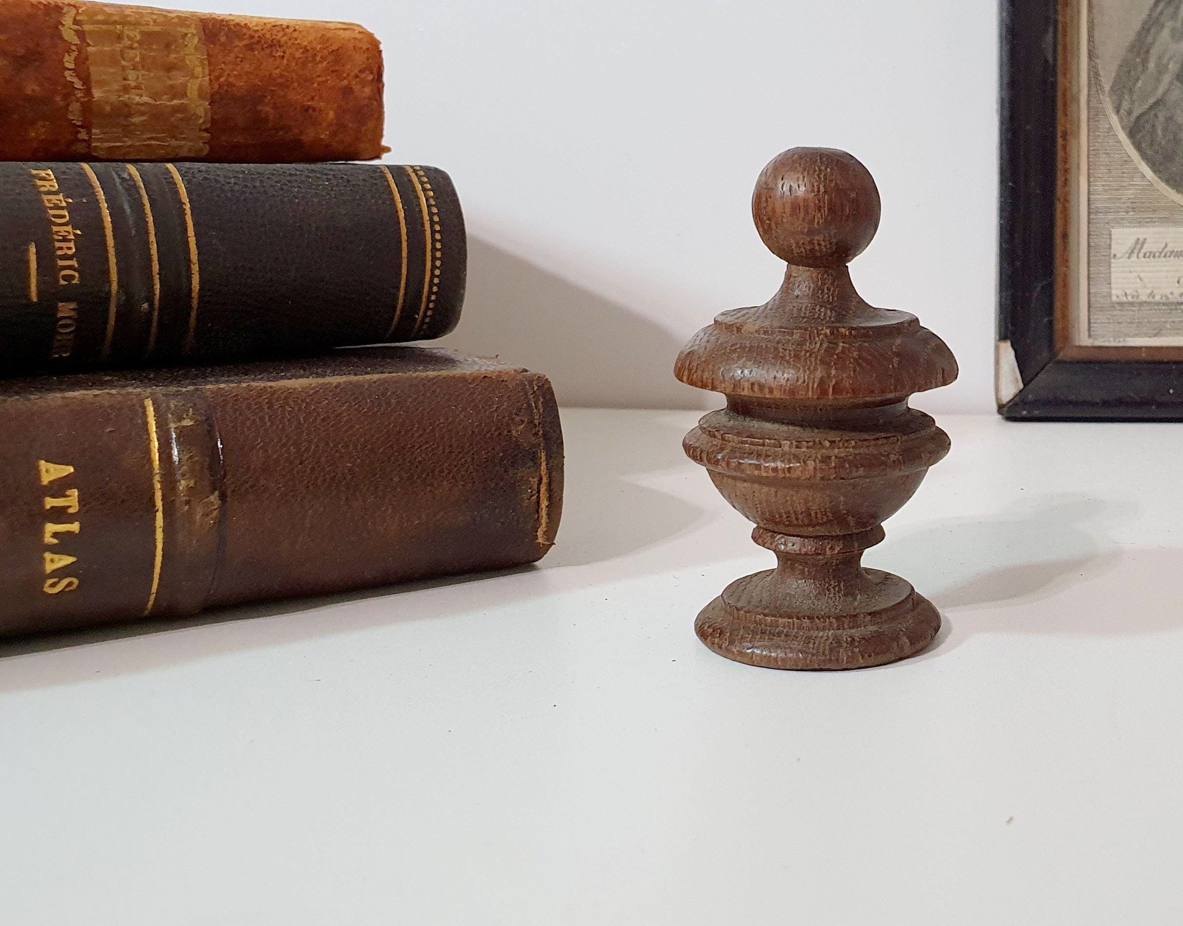 Petit Finial en Bois Ancien Garniture Pour Meubles, Horloge Grand-Père, Escaliers