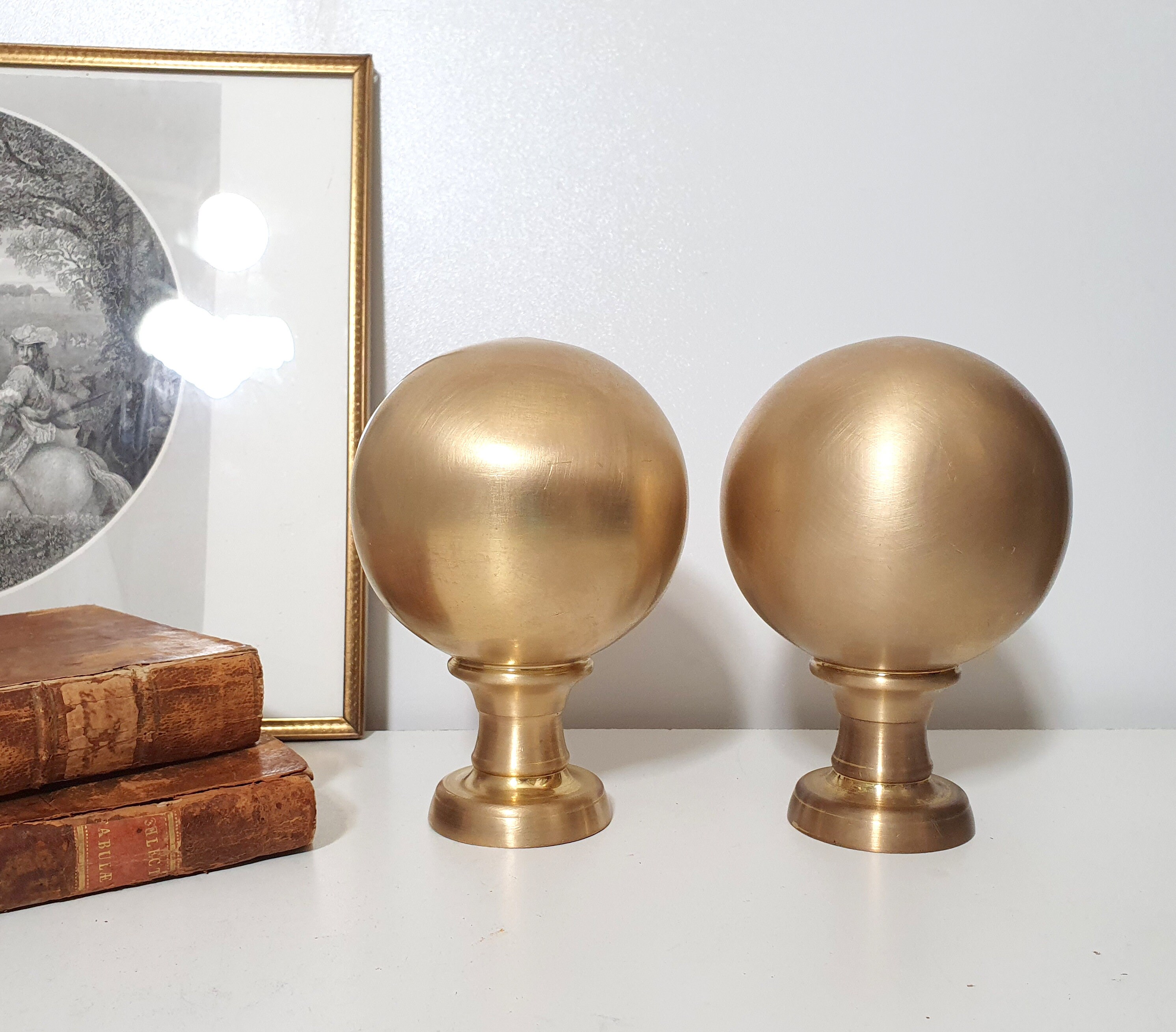 Laiton Newel Post Finial Paire Vintage Boules d'escalier Escalier Escalier 5, 04 Pouces 3, 680 Livre