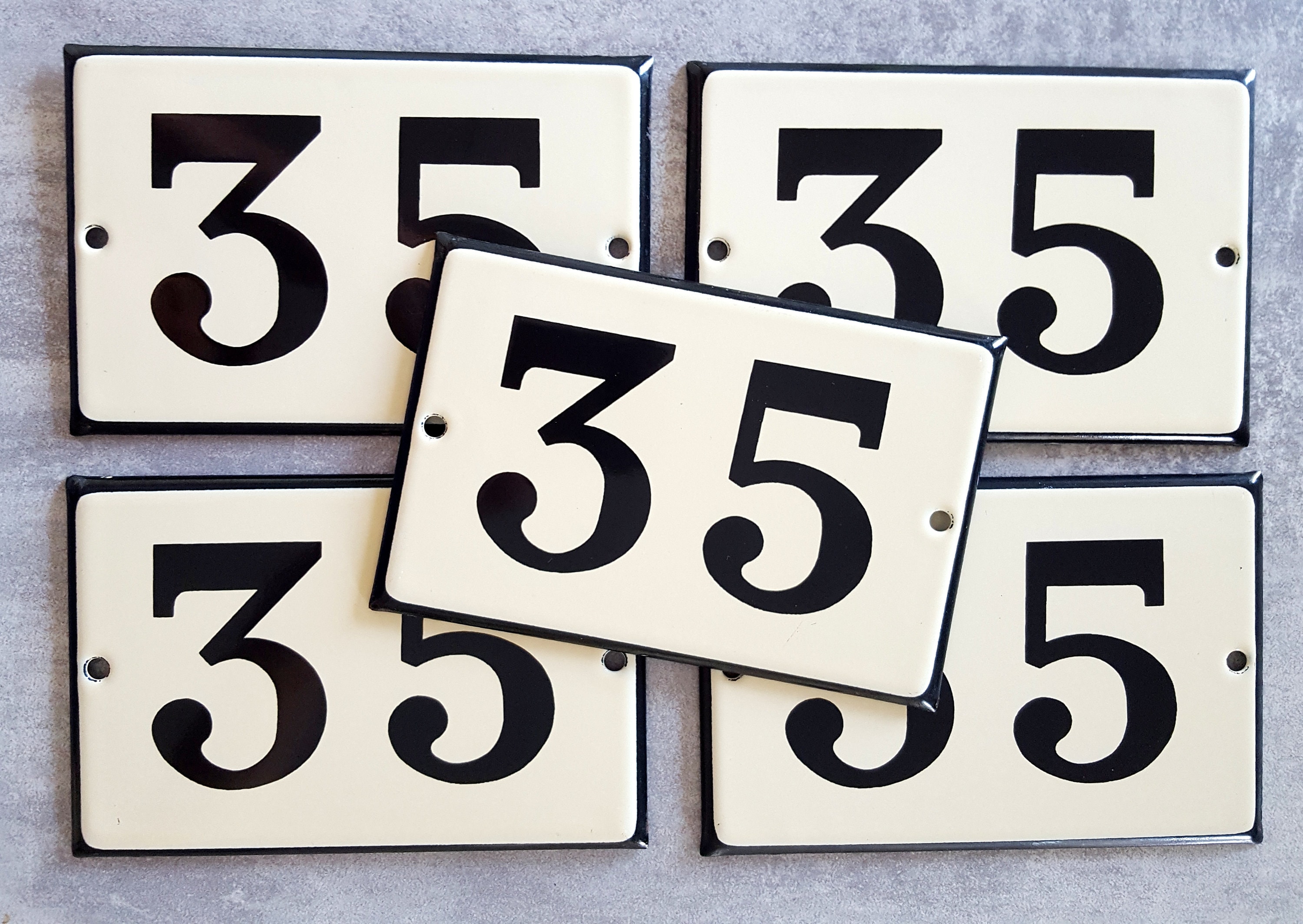 Vintage house number sign Enamel steel metal door plate plaque Etsy