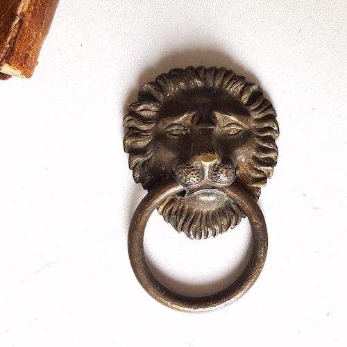 Antique deals brass pull handle Lion head figure French furniture hardware 3.07 inches