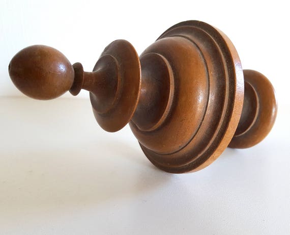 SALE Antique French carved wood newel post finial end Decoration for bed canopy bannister furniture clock stairs 3.66 inches