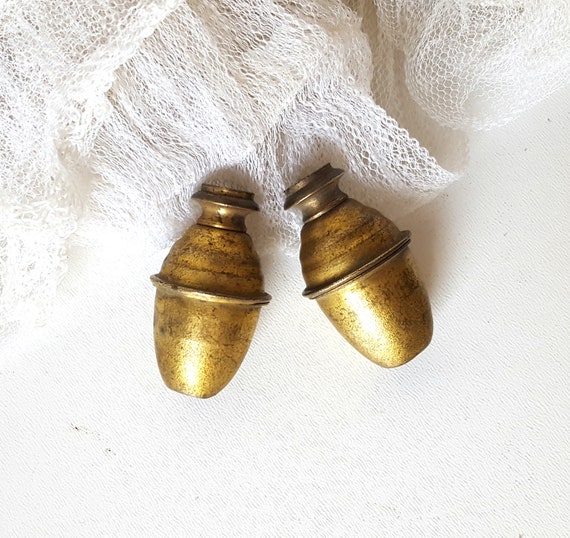 Antique Curtain Cord Pull Tassel X 2 Brass Drapery Acorn Etsy