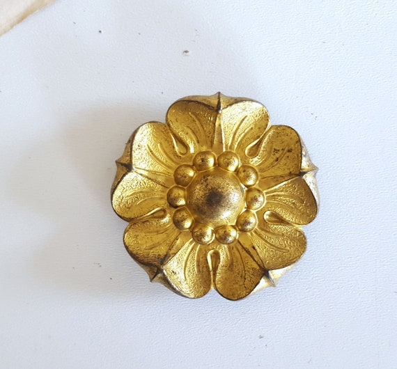Rosette Picture Hook Cover Tudor Rose Antique Gilt Brass Decor Tudor Rose Antique Gilt Brass Decor