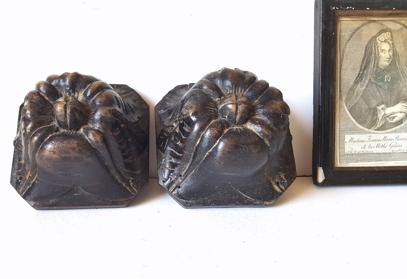 Antique carved wood newel post cap pair Scroll leaf Indoor Etsy