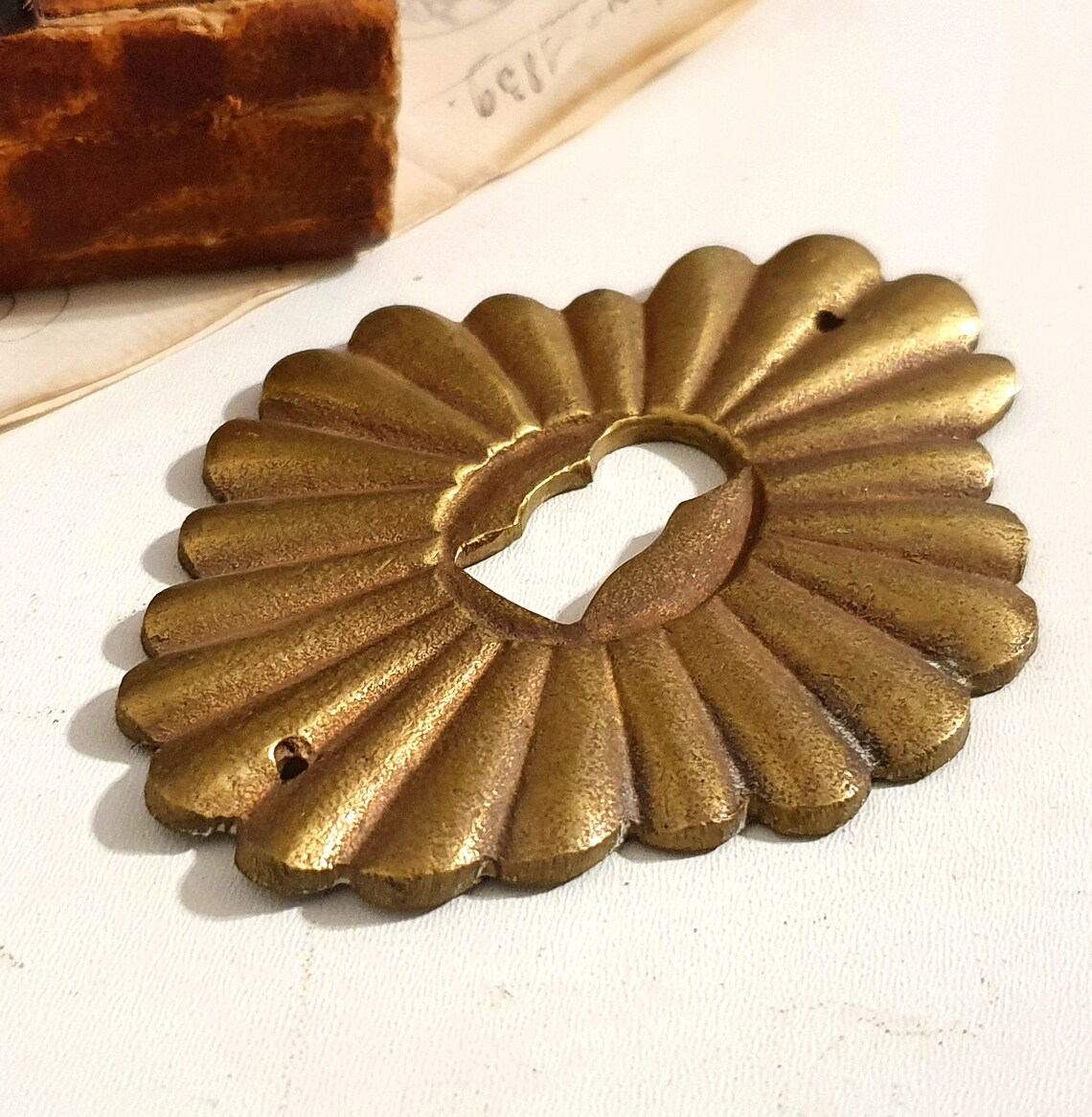 Large keyhole plate Antique bronze furniture escutcheon plaque Etsy