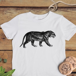 Kids Tiger Shirt - Kids Animal Tshirt - Vintage Tiger Illustration - Animal Shirt for Kids - Youth Tiger Shirt