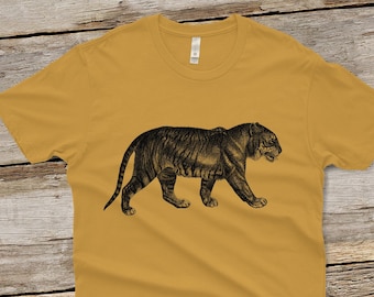 Vintage Tiger Shirt- Unisex Shirt - Vintage Illustration - Men's and Women's Tiger Tee - Zoo Shirt  - Animal Shirt - Big Cat - Screen Print