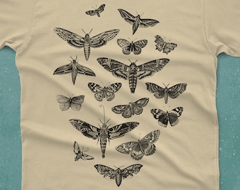 Moth Shirt - Unisex Insect Tshirt - Moths and Butterflies T-shirt - Graphic Tee Butterfly Shirt Insects Bugs Entomology Gift