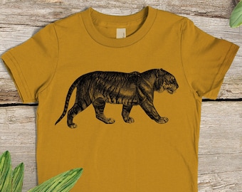 Kinder Tiger Shirt - Kinder Tier Tshirt - Vintage Tiger Illustration - Tier Shirt für Kinder - Jugend Tiger Shirt