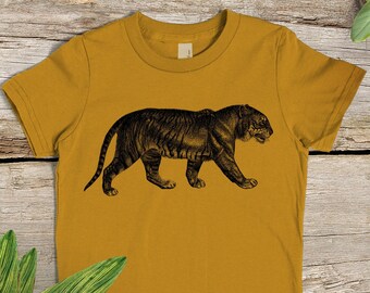 Kinder Tiger Shirt - Kinder Tier Tshirt - Vintage Tiger Illustration - Tier Shirt für Kinder - Jugend Tiger Shirt