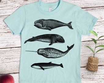 Whale Shirt - Kids' T-shirt - Children's Gift - Screen Printed Whales - Whale Lover