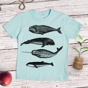 Whale Shirt Kids' T-shirt Children's Gift Screen Printed Whales Whale Lover Light Blue