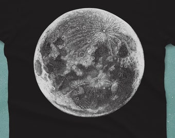 Moon Shirt - Unisex T-shirt - Astronomy Tshirt - graphic tee for men - Moon Tshirt - Vintage Graphic Tshirt - Moon Gift Art - Men's Women's