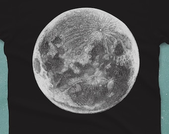 Moon Shirt - Unisex T-shirt - Astronomy Tshirt - graphic tee for men - Moon Tshirt - Vintage Graphic Tshirt - Moon Gift Art - Men's Women's