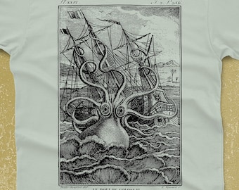 Octopus Shirt - Unisex Octopus T-shirt - Kraken Tshirt - Pirate Graphic tee - Men&#39;s - Men&#39;s Graphic Tee Octopus Art