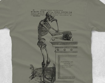 Pondering Skeleton T-shirt - Unisex Skull Tshirt - graphic tee for men - graphic tshirt - men's and women's gift graphic tee - skeleton art