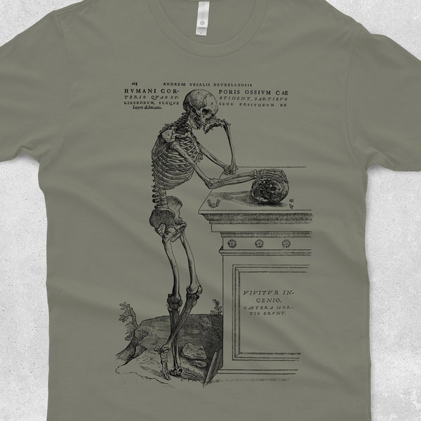 Pondering Skeleton T-shirt - Unisex Skull Tshirt  - graphic tshirt - men's and women's gift graphic tee - skeleton art