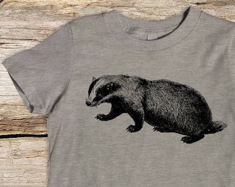 Kids' Badger Shirt - Animal Tshirt - Children's Gift - Animal Shirt for Kids - Badger Shirt - Boys' Shirt - Boys' Gift Present Fun