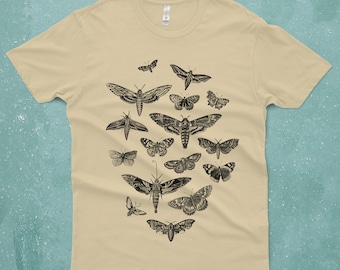 Moth Shirt - Unisex Insect Tshirt - Moths and Butterflies T-shirt - Graphic Tee Butterfly Shirt Insects Bugs Entomology Gift -