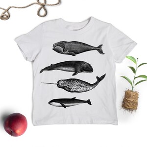 Whale Shirt Kids' T-shirt Children's Gift Screen Printed Whales Whale Lover White