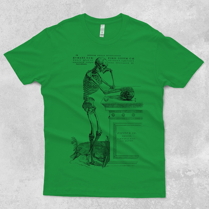 Black & white Skeleton pondering T-shirt - vintage.