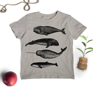 Whale Shirt Kids' T-shirt Children's Gift Screen Printed Whales Whale Lover Heather Gray